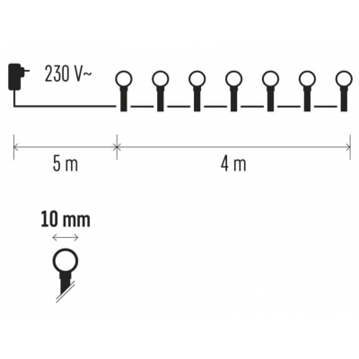 Lampki choinkowe 40 LED kulki 4m IP44 ŻÓŁTE/RÓŻOWE, timer EMOS (ZY2020T)